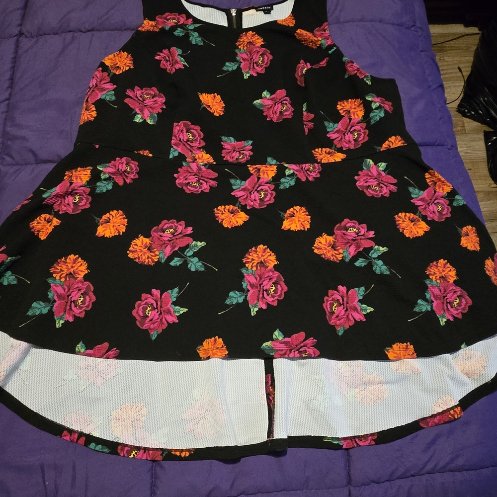 Torrid Floral Top with Pink and Orange Accents